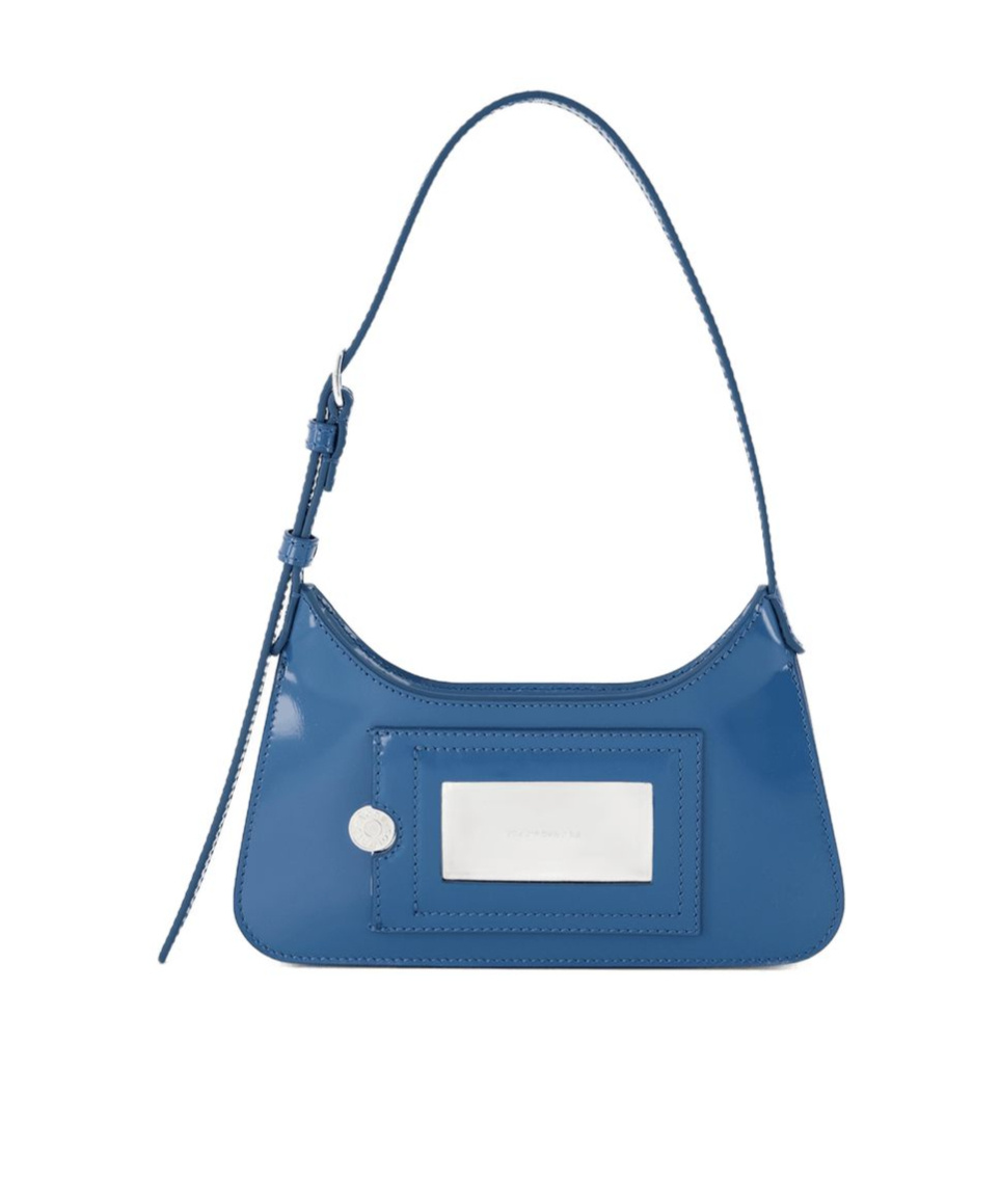 Acne Studios Letter Detail Shoulder Bag In Blue