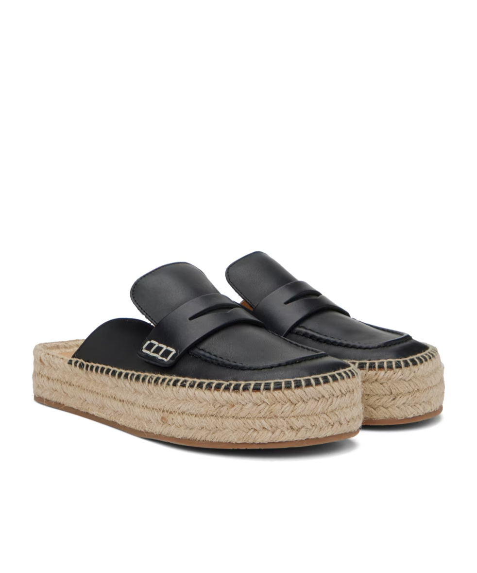 Jw Anderson Leather Espadrille Loafer Mules In Nude