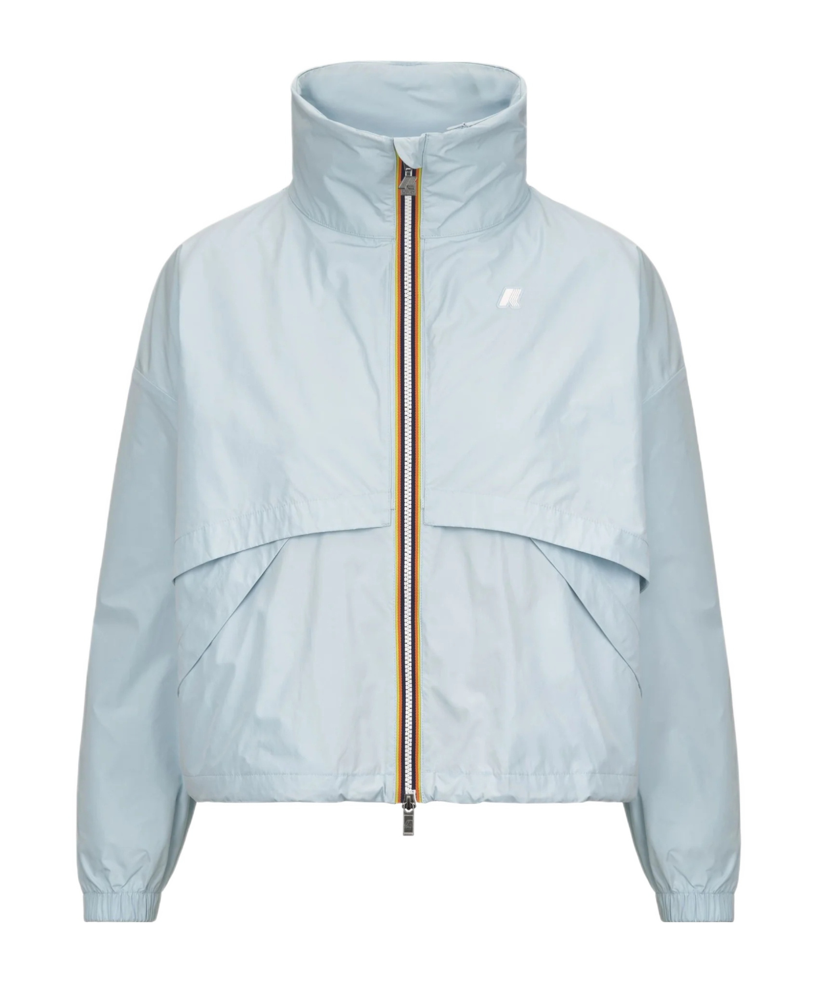 K-way Baby Blue Women's Short Water-repellent Jacket With Oversized Details In White