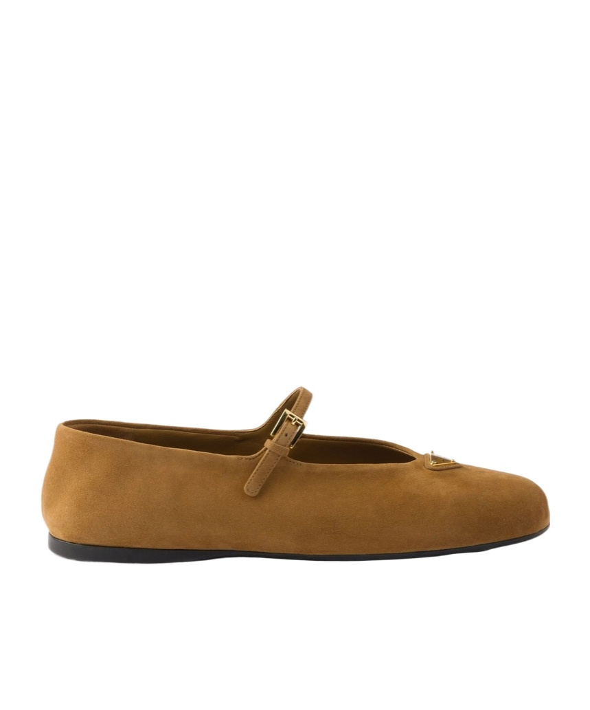Prada Round-toed Ballet Shoes In Brown