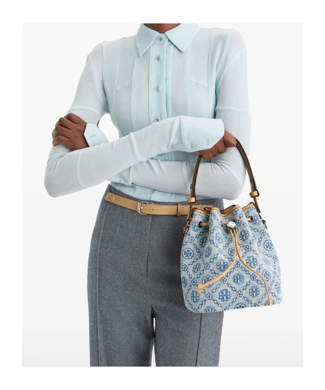 TORY BURCH T MONOGRAM BUCKET BAG