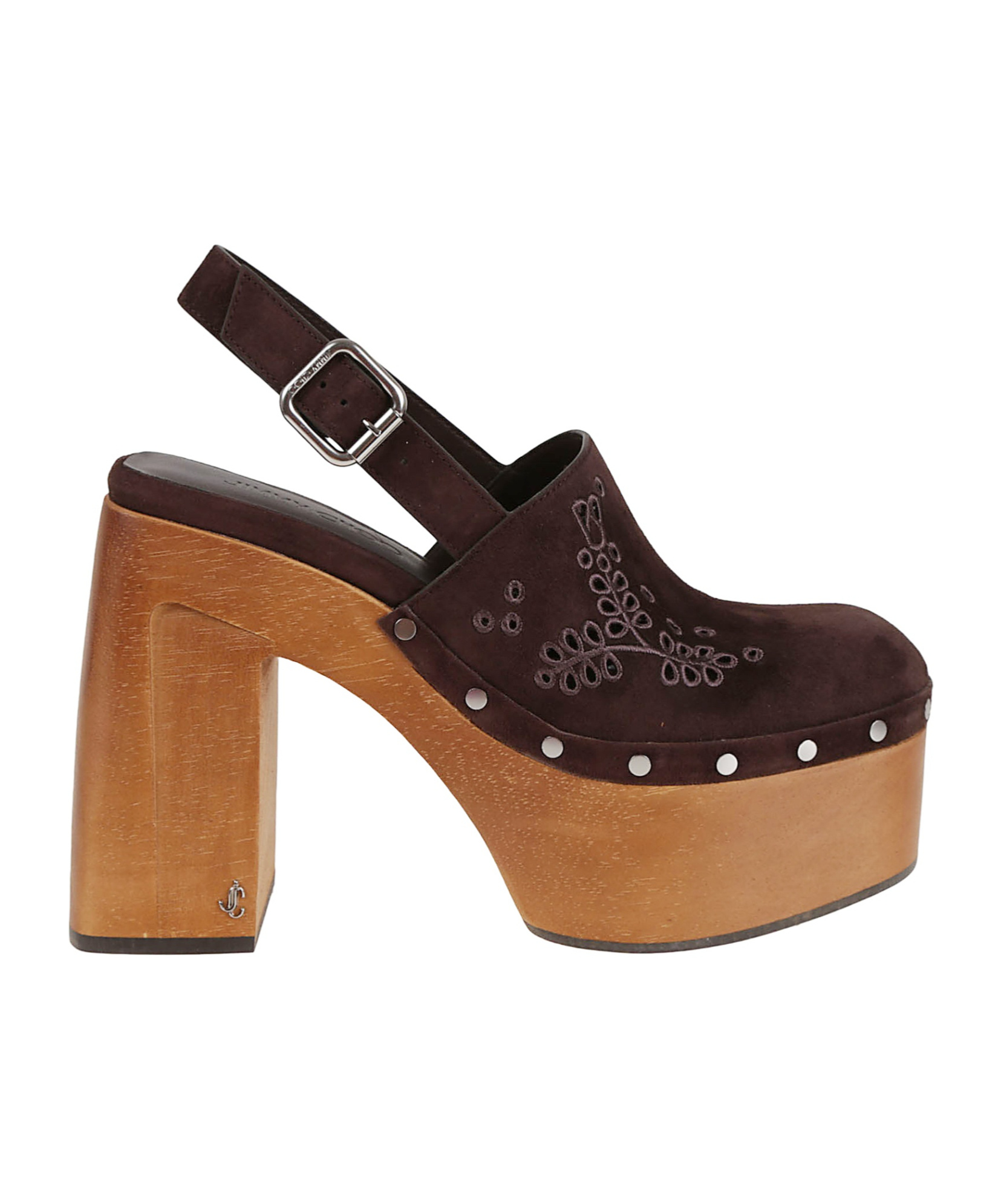 Jimmy Choo Alida Embroidered Suede Platform Clogs In Brown