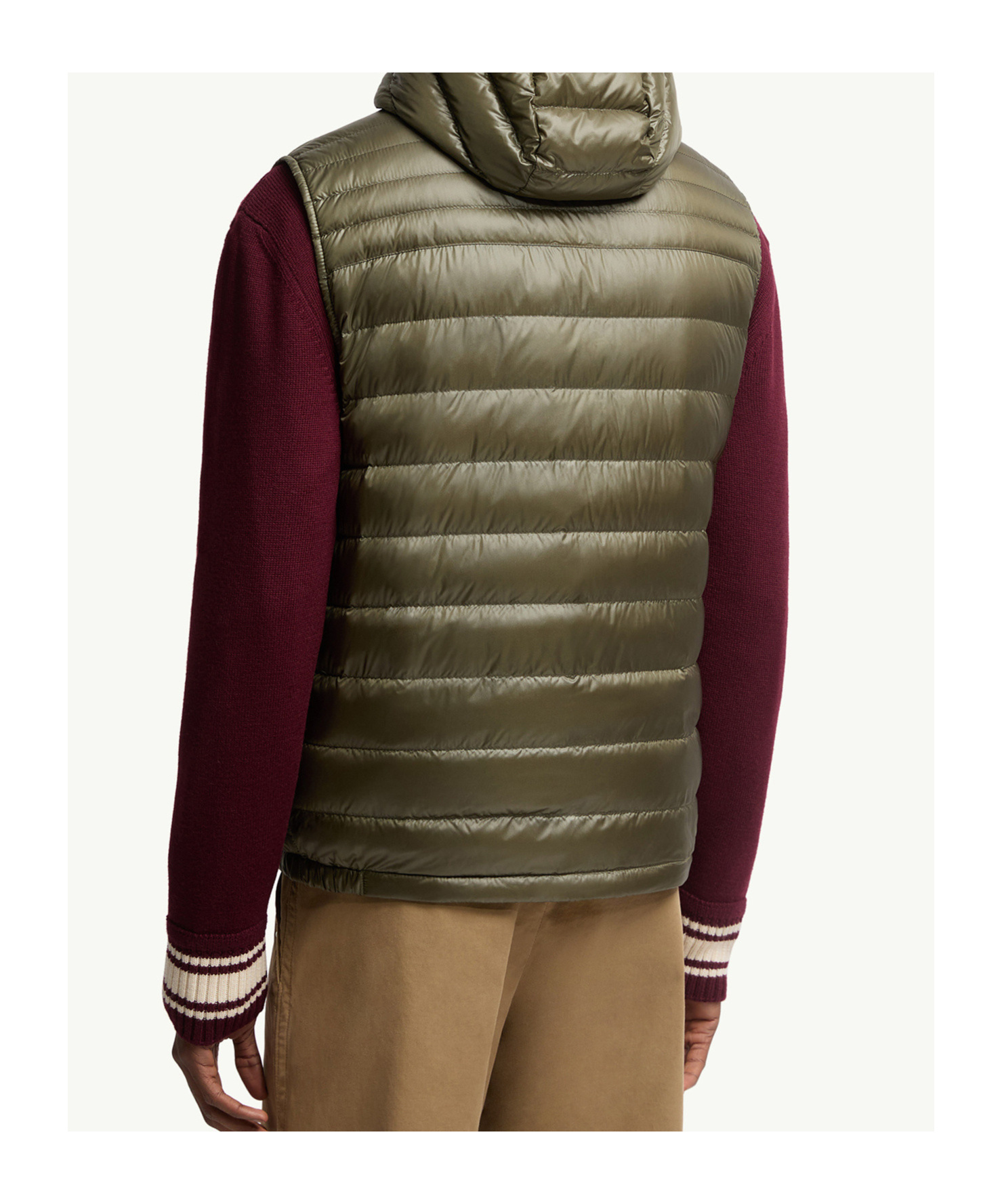 Moncler Mens Olive Orant Padded Nylon-down Gilet In Green