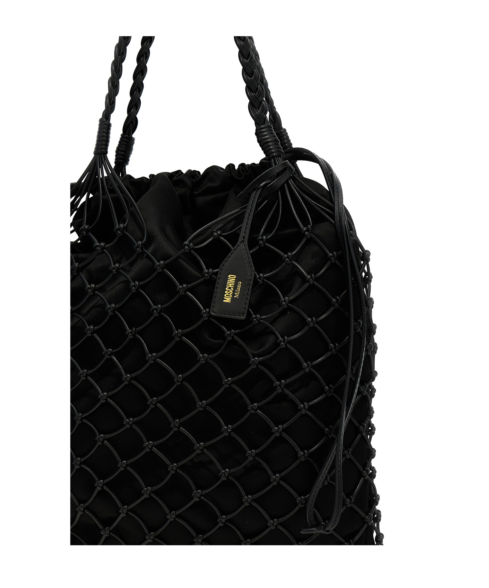 Moschino Women Woven Nappa Leather Shopping Bag In Black