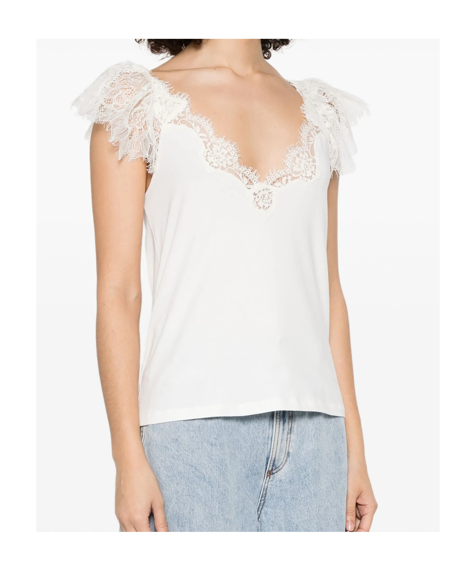 Ermanno Firenze Lace-trim Tank Top In White