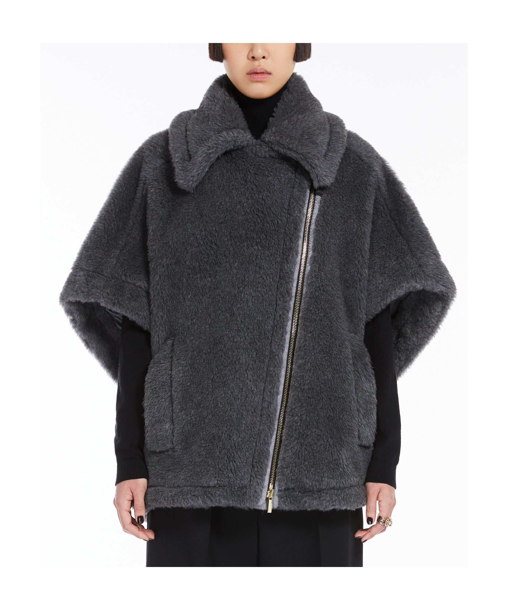 Max Mara New Manto Virgin Wool-blend Cape In Black