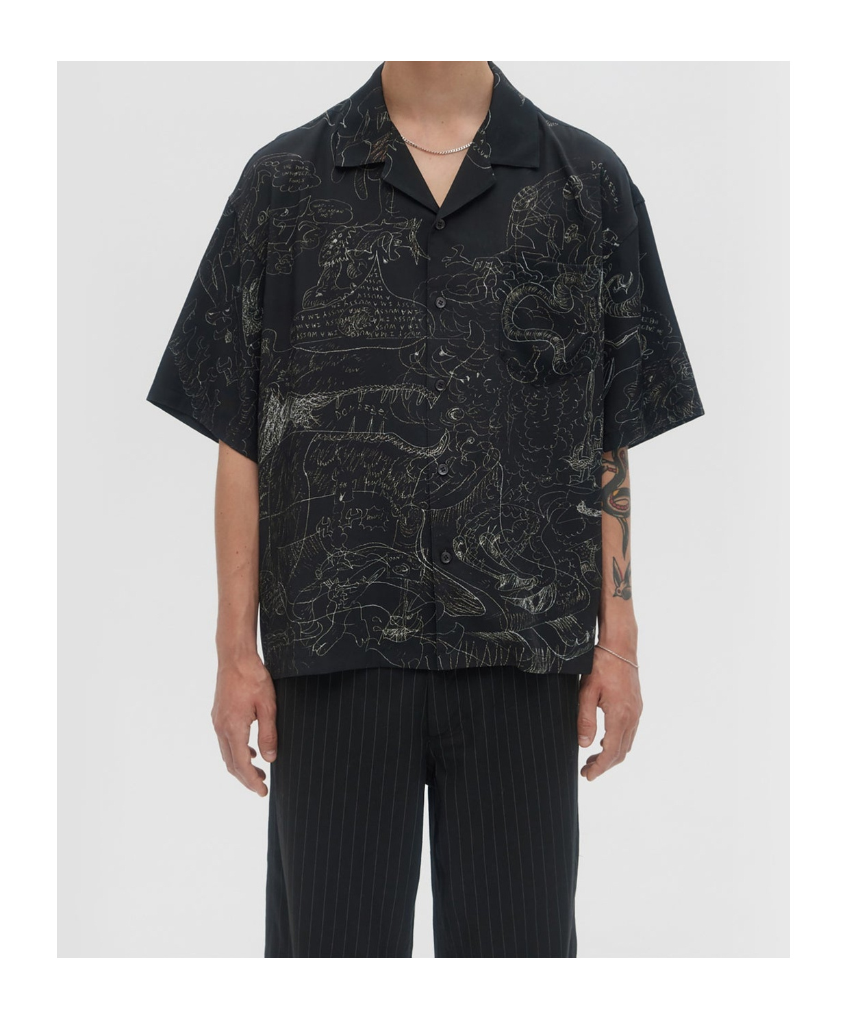 Domrebel Short-sleeved Lapel Shirt In Black