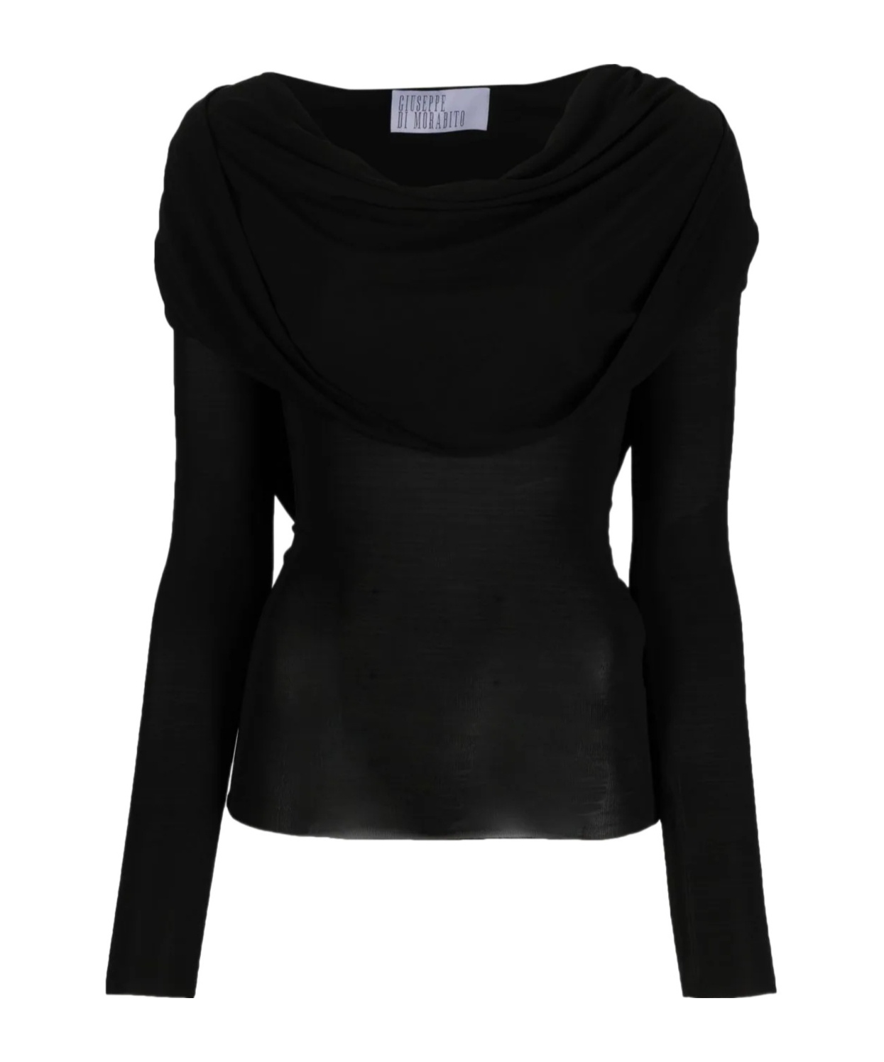 Giuseppe Di Morabito Draped-detailing Long-sleeve T-shirt In Black
