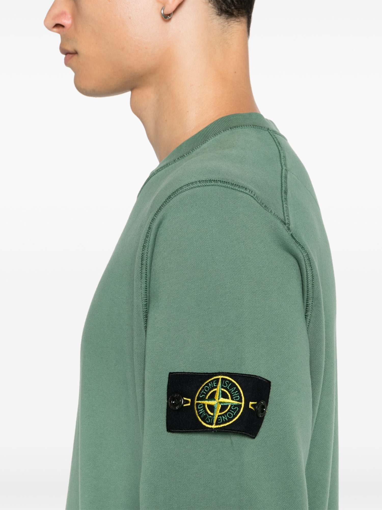 Stone Island Logo Patch Crewneck Sweatshirt In Green