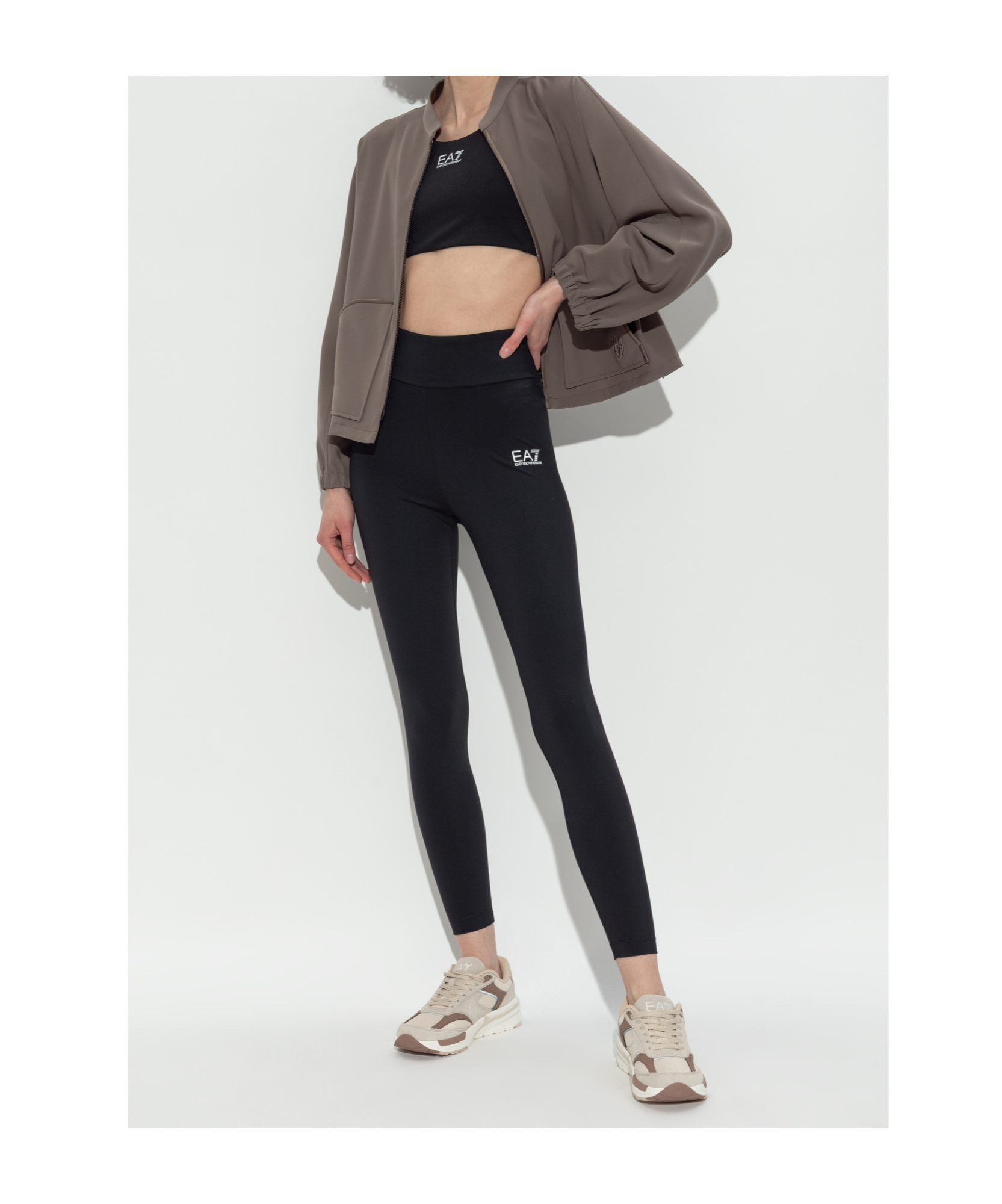 Ea7 Logo-embellished Lace-up Sneakers In Neutral