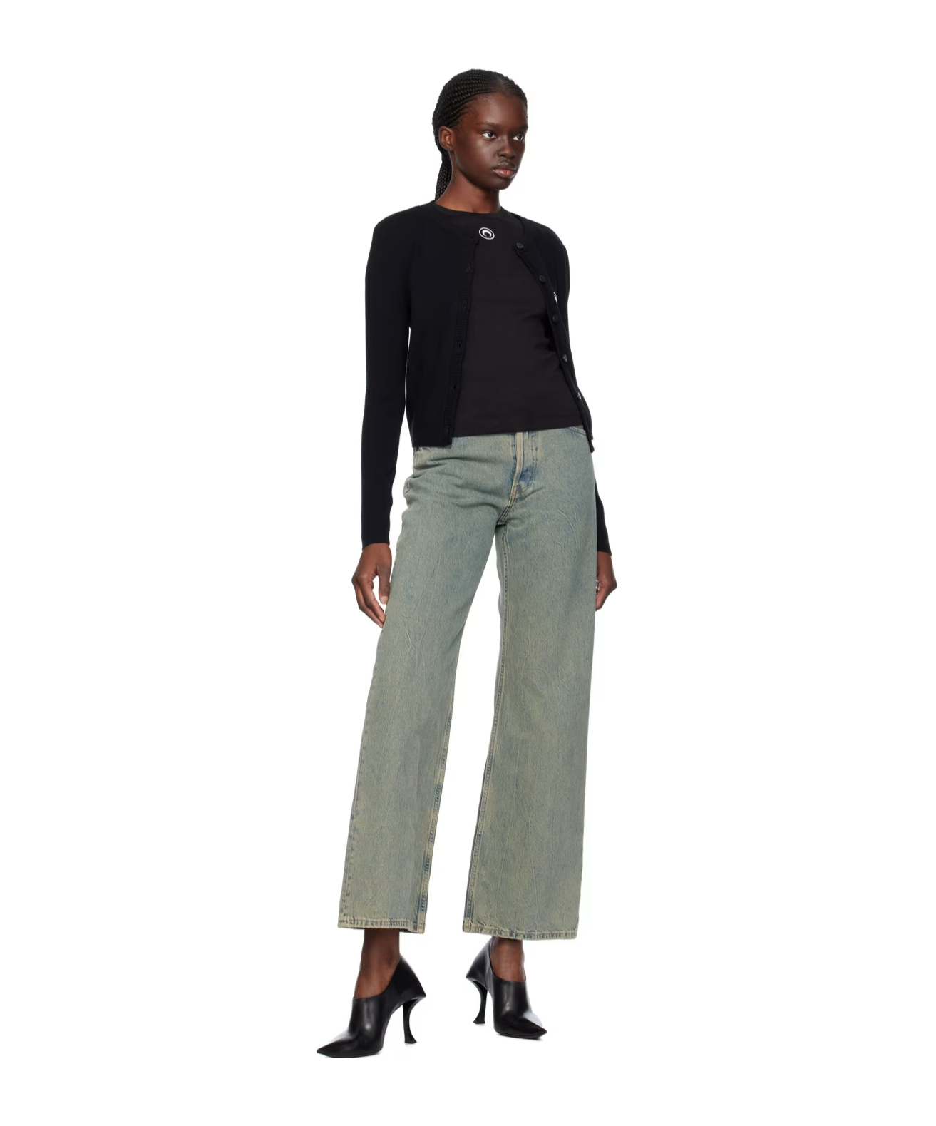 Marine Serre Core Knit Cardigan In Black
