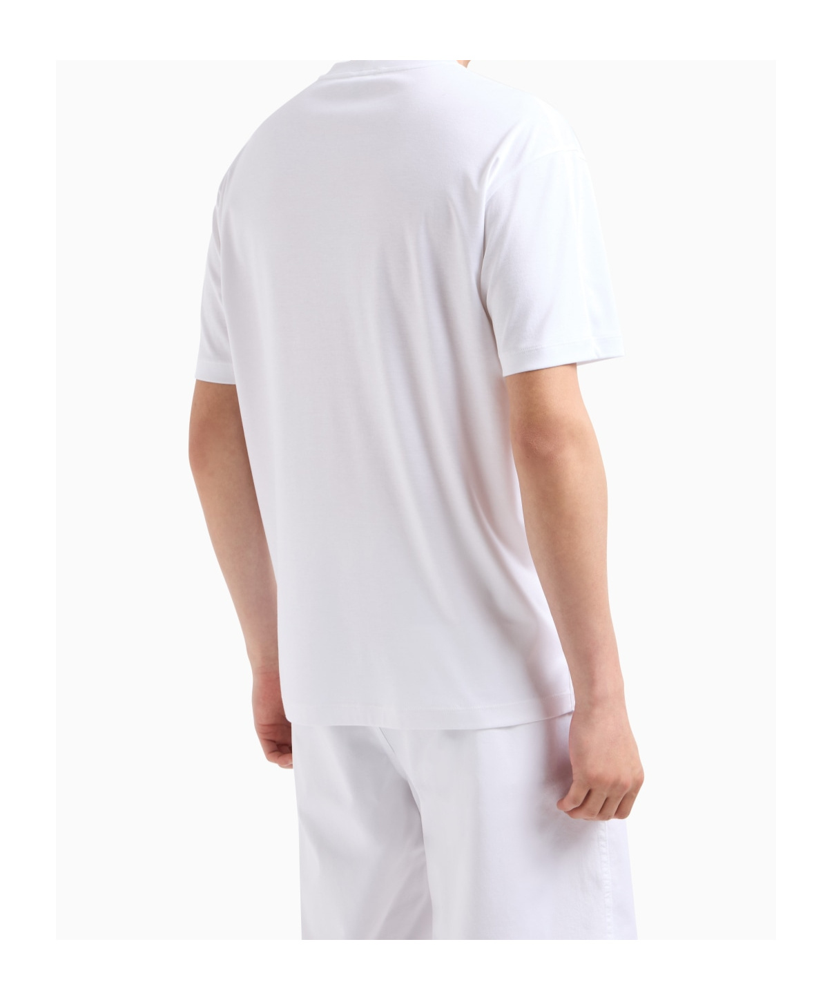 Giorgio Armani Crew Neck White T-shirt With Minimalist Logo In White