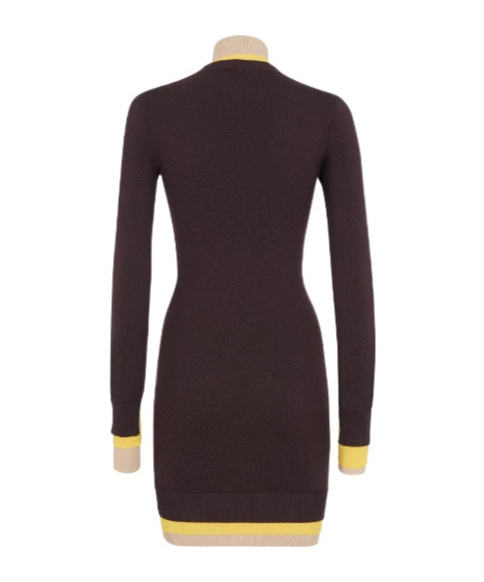 Shop Fendi Dark Purple Wool Dress In Black