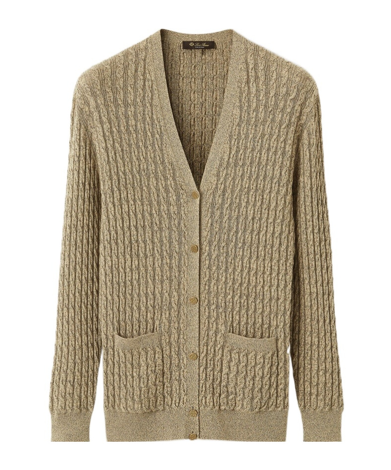 Loro Piana Bihar Cardigan In Tan Pepper Color