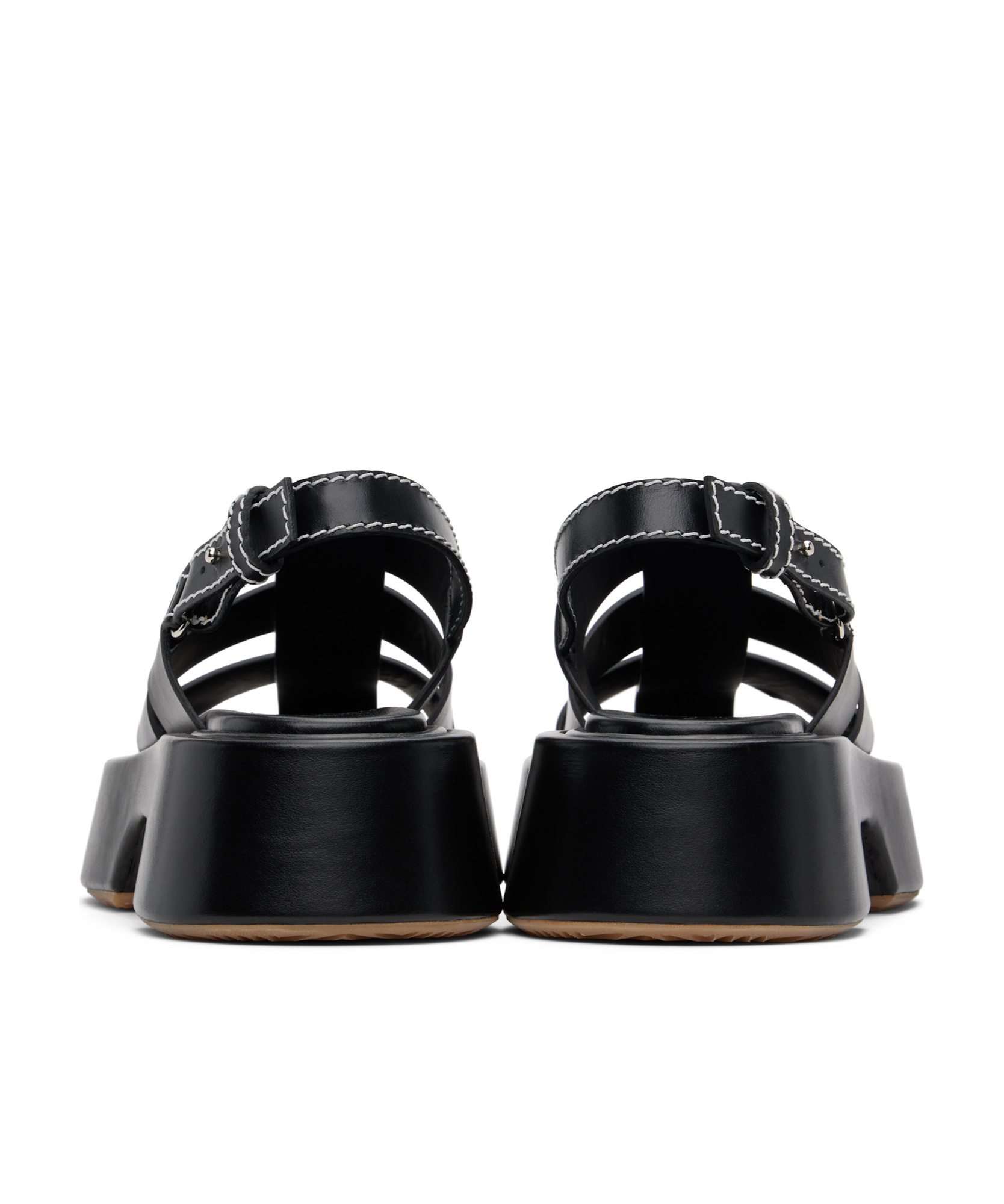 Jw Anderson Black Stripe Platform Sandals In Black