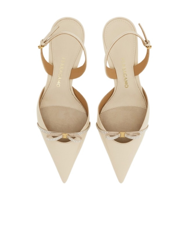 Ferragamo Crystal-embellishment Slingback Pumps In Neutral