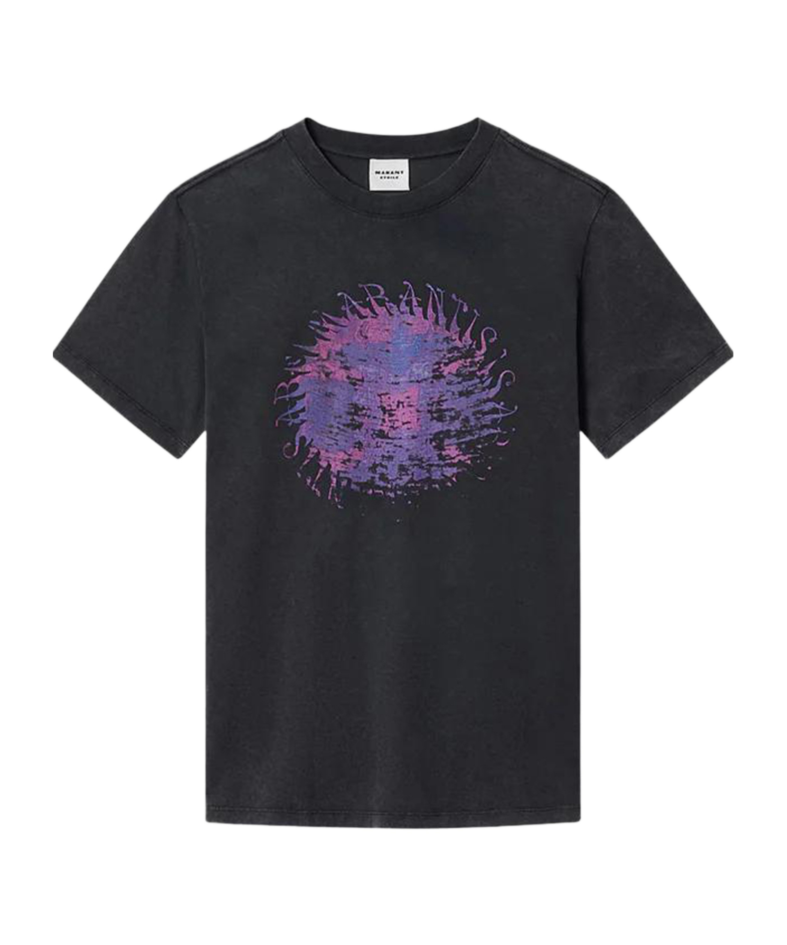 Isabel Marant Étoile Isabel Marant Etoile Black Washed Zoeline Ss T-shirt Lilac Print In Black