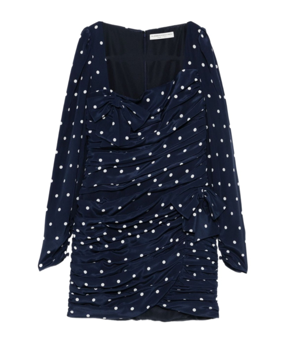 Alessandra Rich Polka-dot Bow Mini Dress In Blue