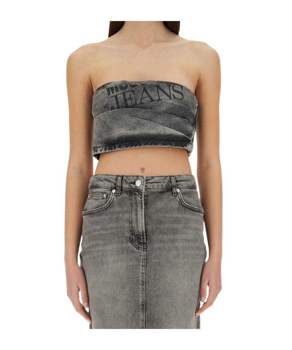 Moschino Denim Skirt With Back Pockets And Belt Loops