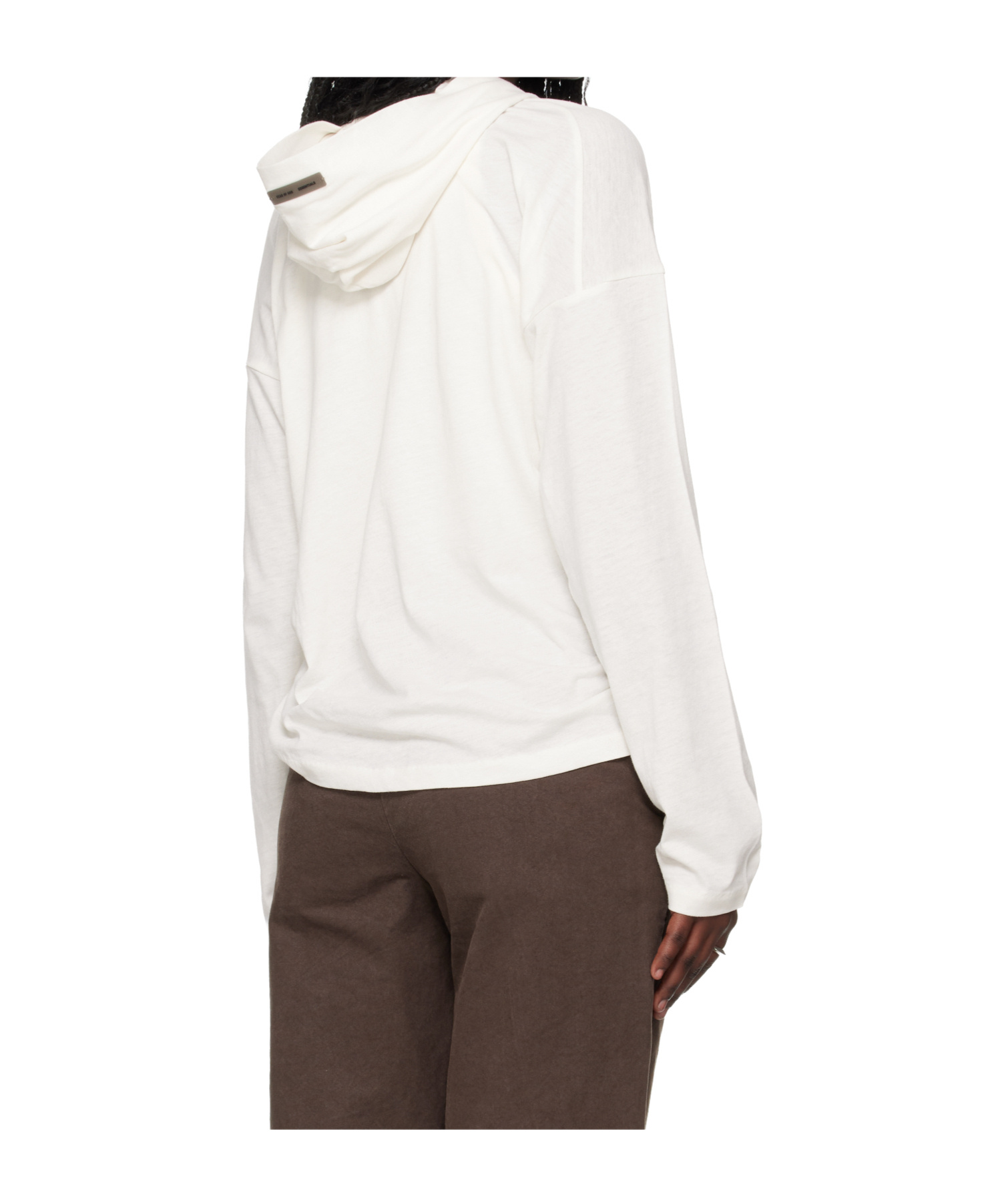 Essentials Womens Embroidered Classic Fit Hooded Long Sleeve In White