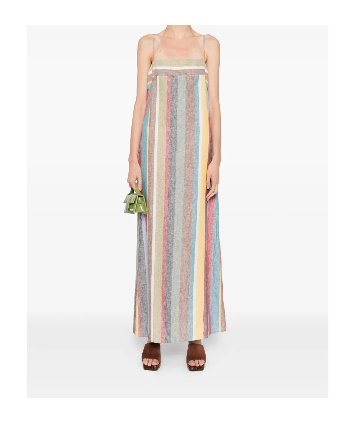 Staud Laura Linen Dress In Market Stripe In Multi