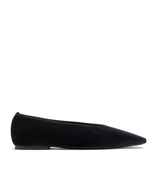 Totême Women's Velvet Ballerinas Made From Recycled Polyester With Elastic Trim In Black