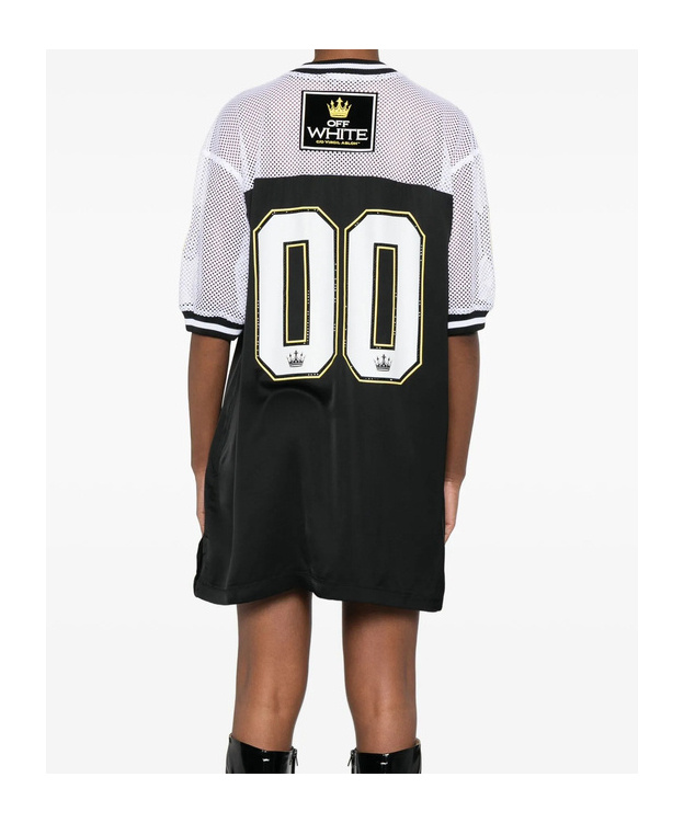 Off-white Mesh-panel Number-print Dress In Black