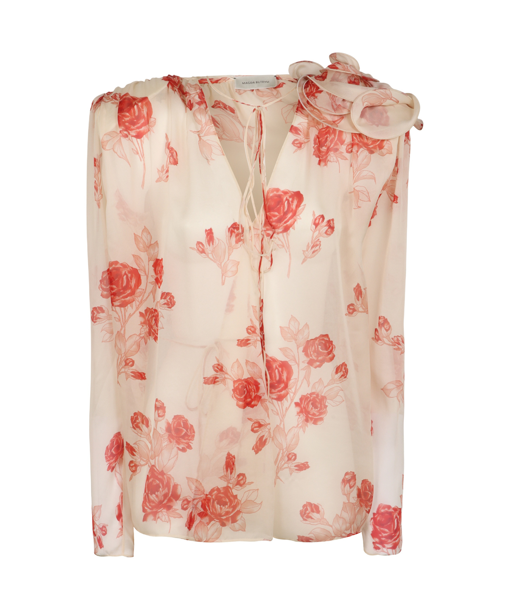 Magda Butrym Rose-print Silk Blouse In Multi