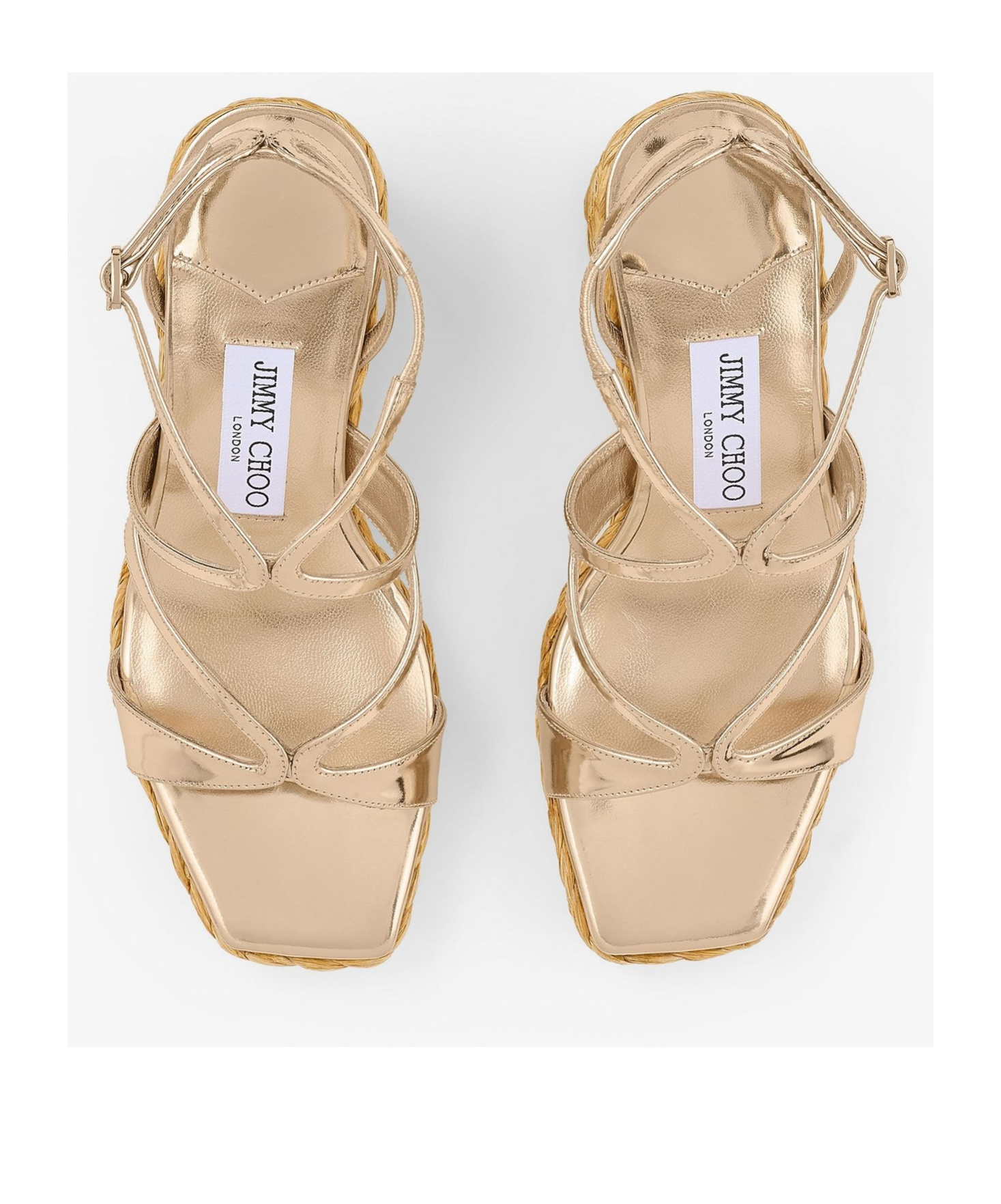Shop Jimmy Choo Buckle Wedges In Nude