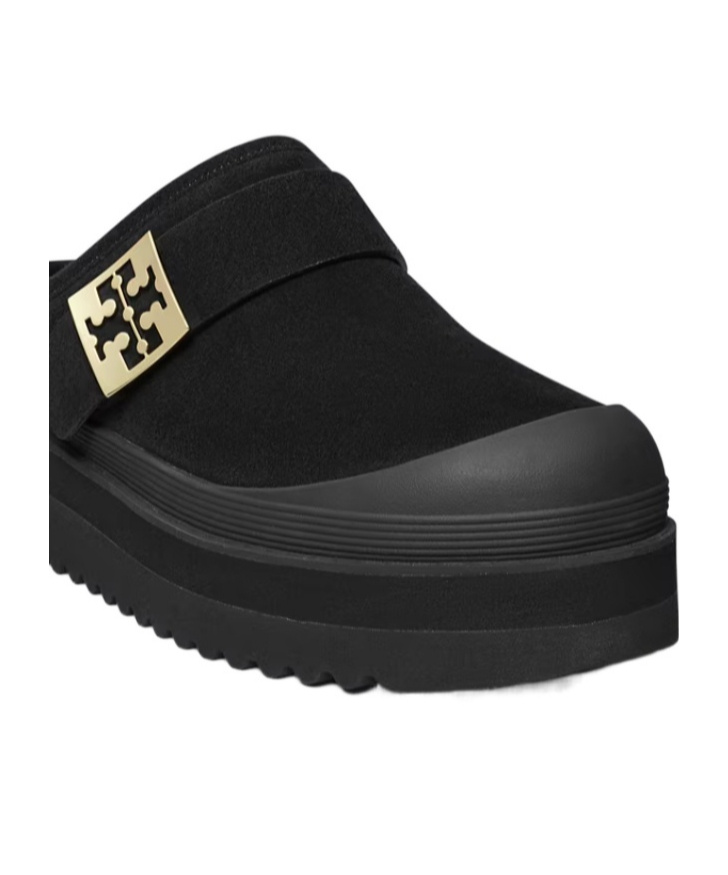 Tory Burch Mellow Shearling Platform Mules In Black