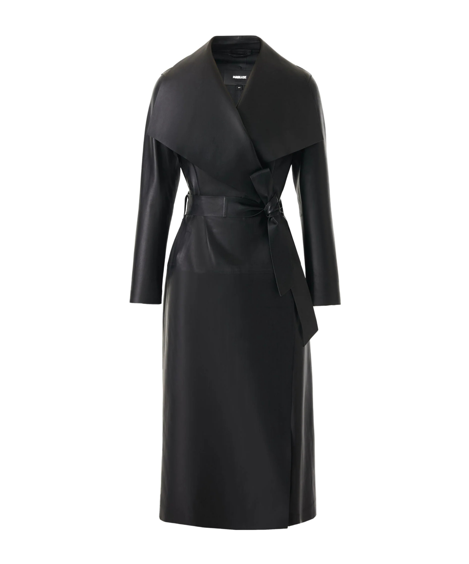 Mackage Long Wrap Coat In Black