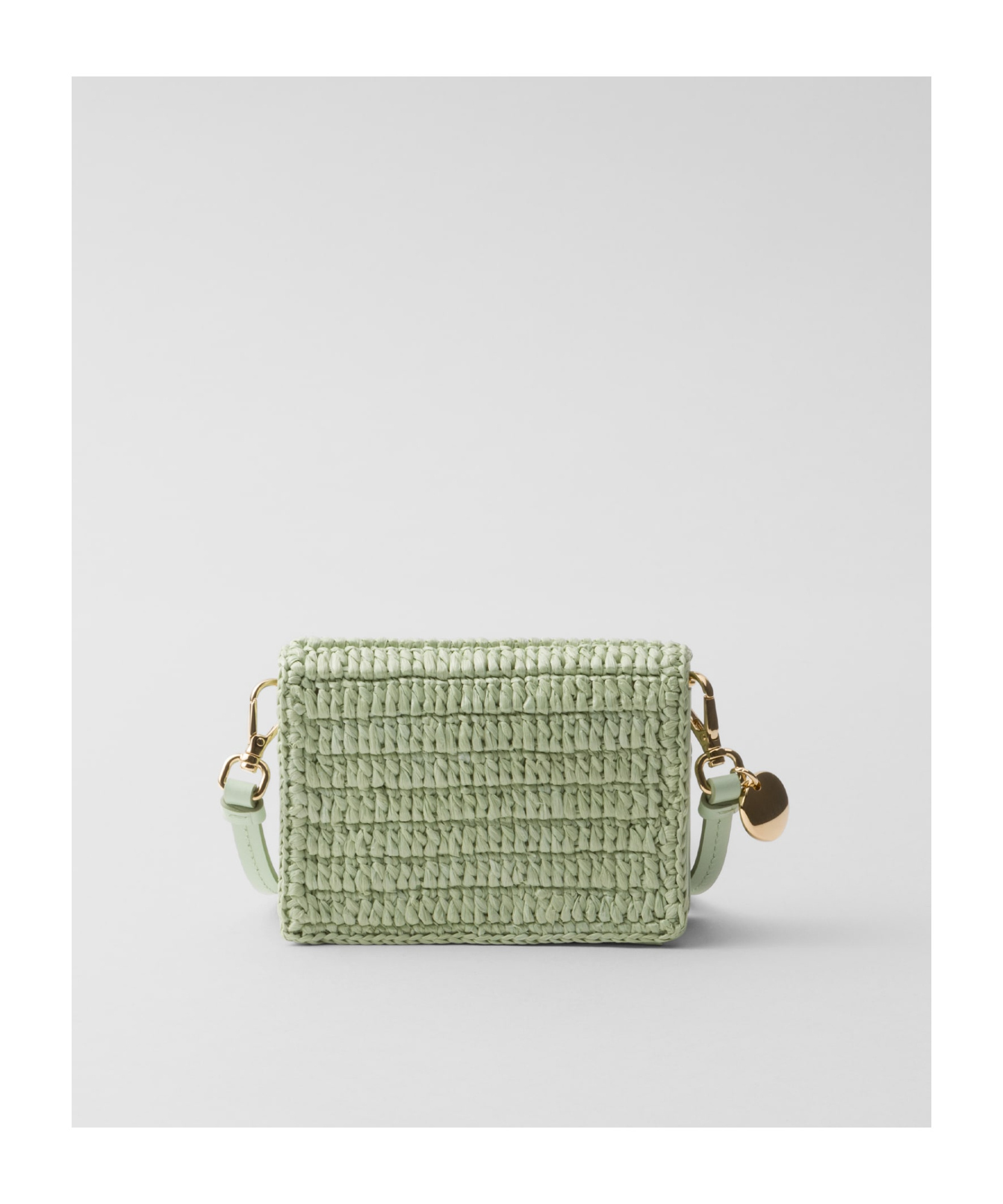 Prada Crochet Card Holder With Shoulder Strap In Green