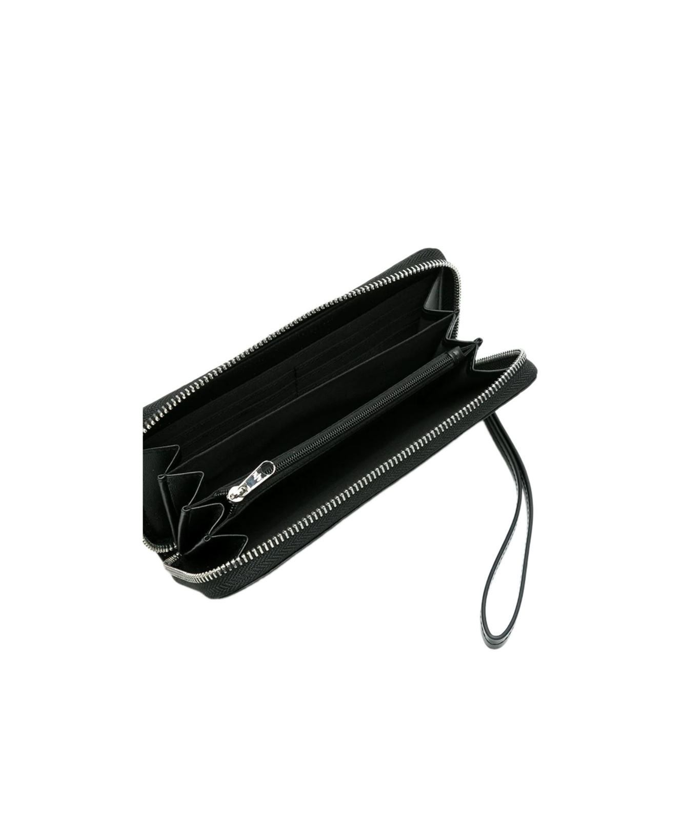 Armani Exchange Zip Around Wallet With Maxi Allover Logo In Black
