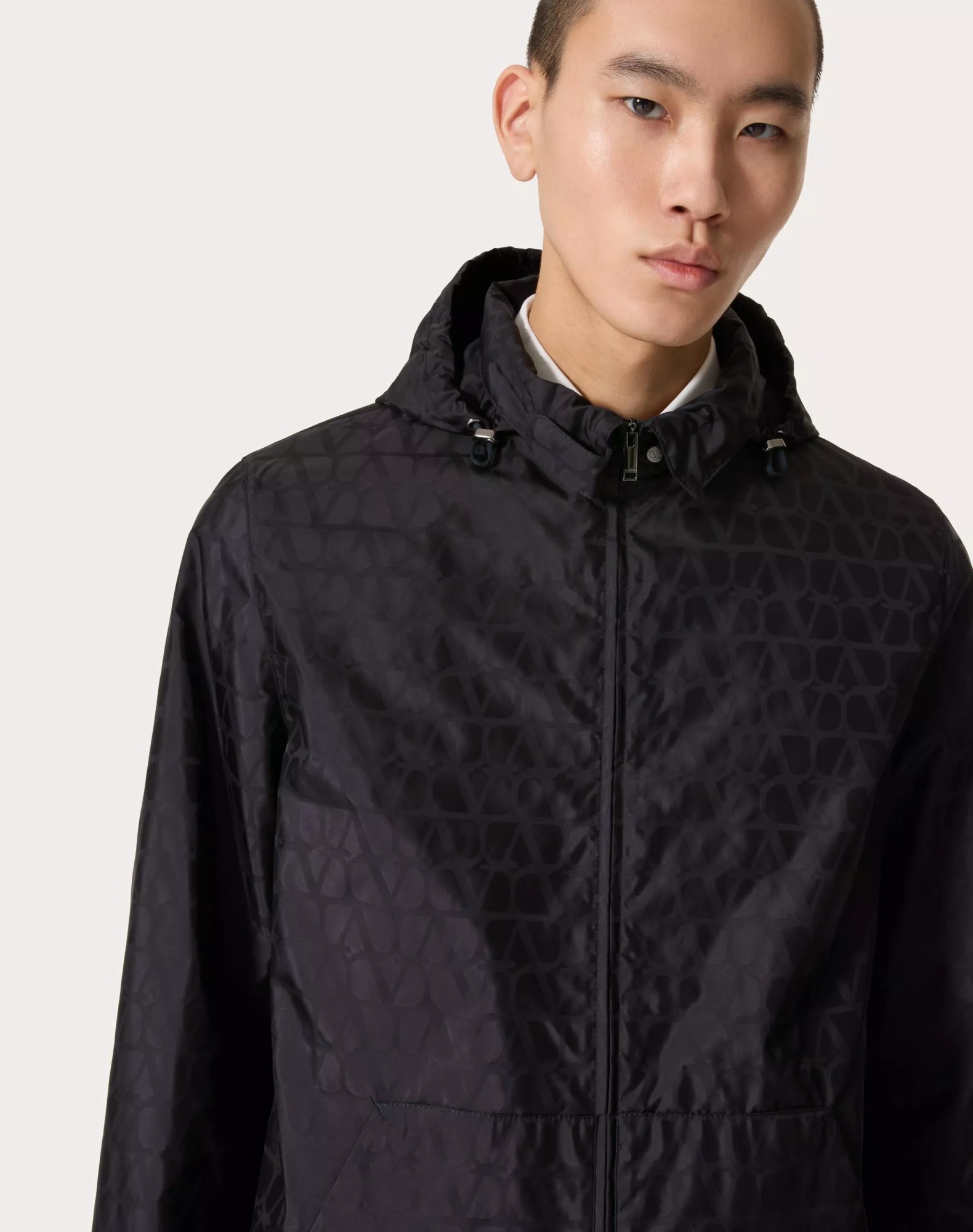 Valentino Iconography Nylon Jacket In Black