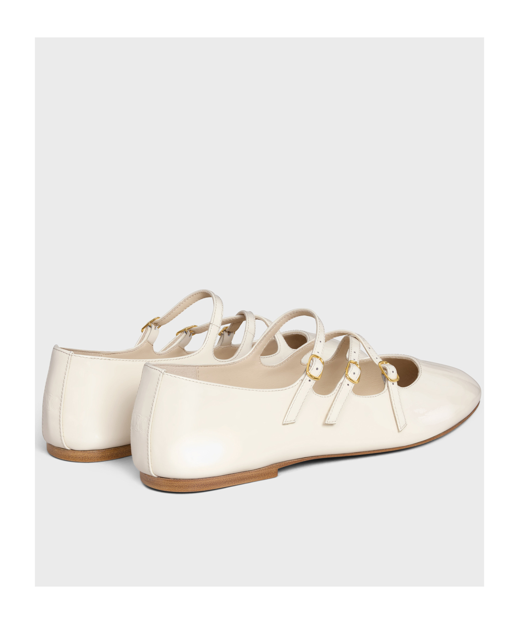 Celine Les Ballerines Round Head Ballet Shoes In White