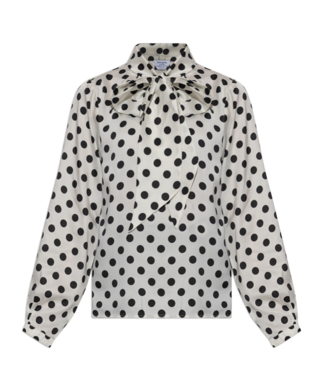 Kate Spade Polka-dot Blouse In Gray