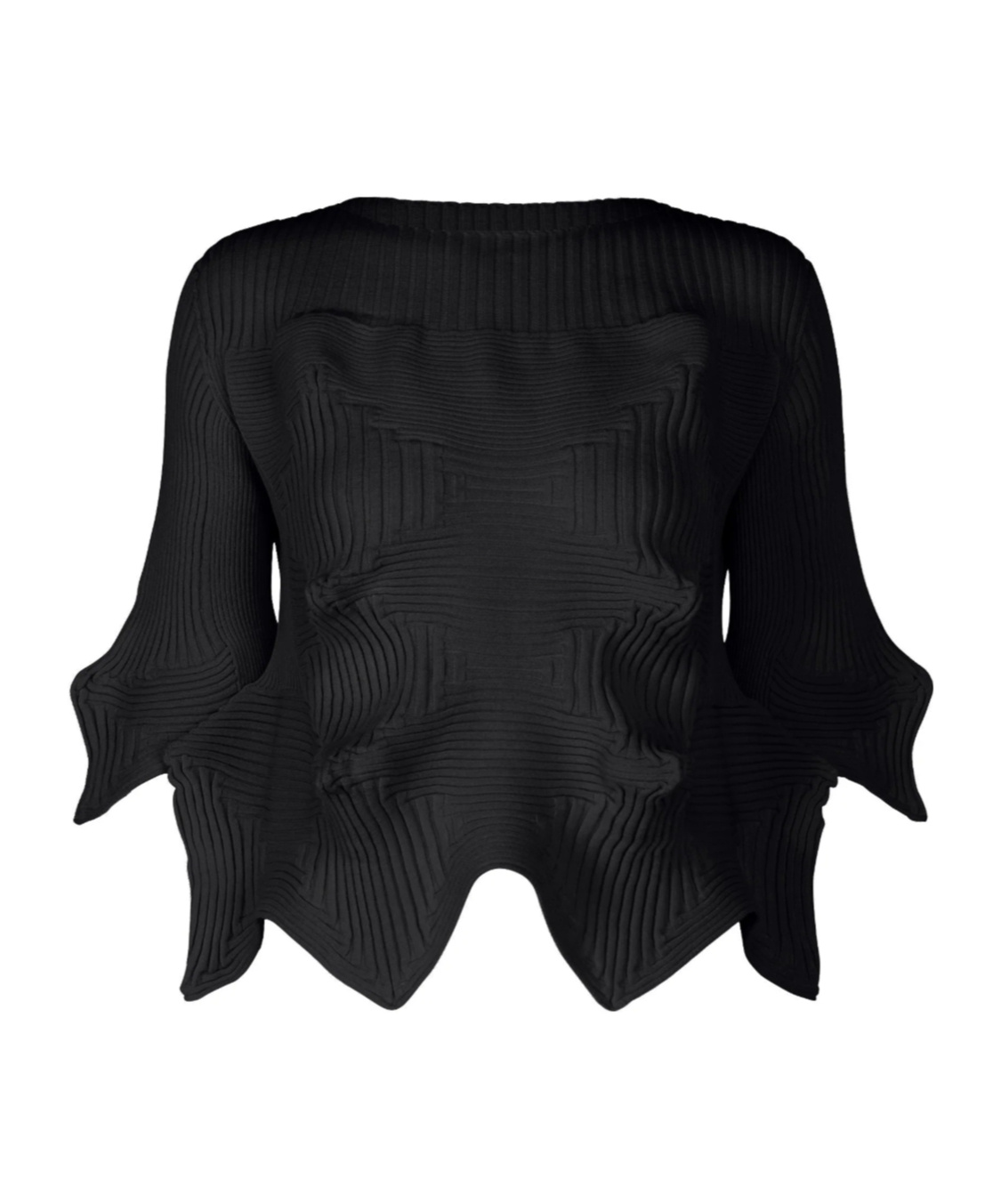 Issey Miyake Womens Black Linkage Cropped Knitted Top In Black