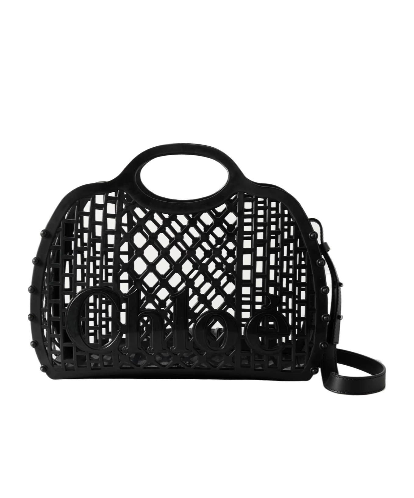 Chloé Cage Leather-trimmed Studded Rubber Shoulder Bag
