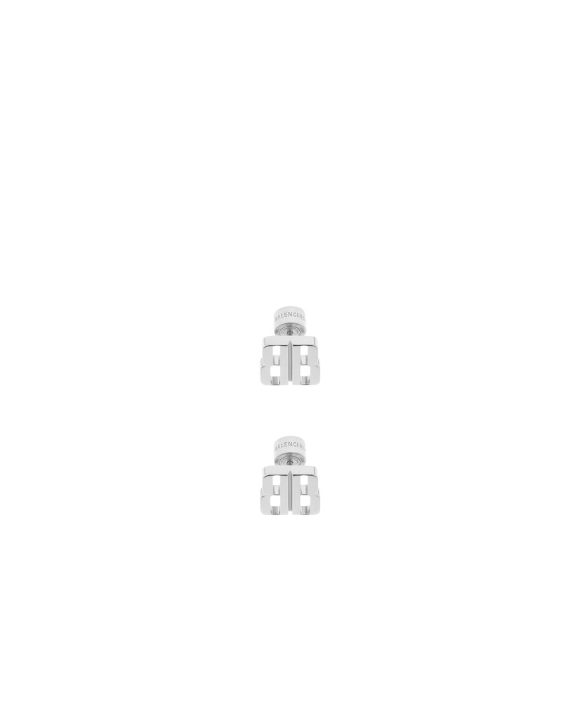 Balenciaga Nano Xs Silver Stud Earrings In Brown