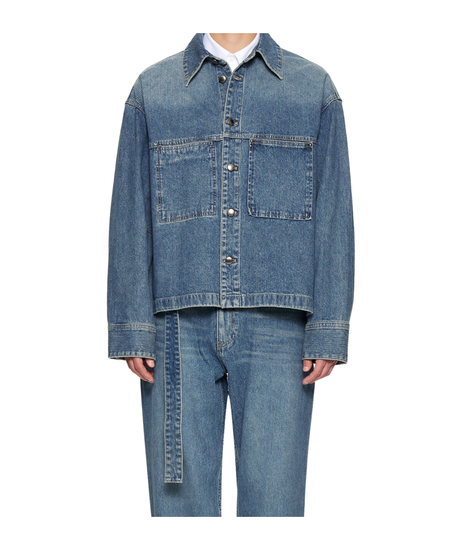 Shop Wooyoungmi Corduroy Denim Jacket In Blue