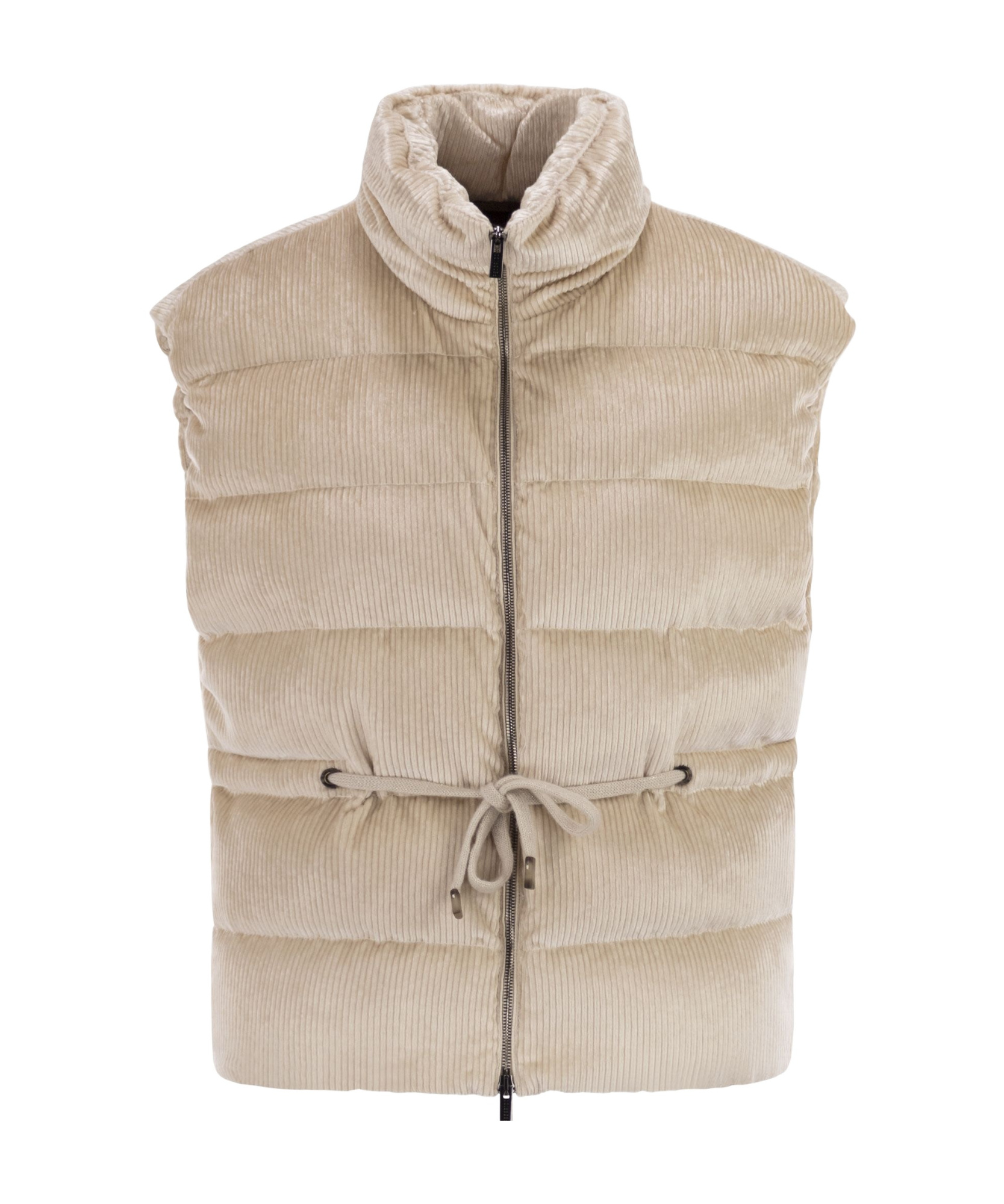 Peserico Down And Viscose Velvet Waistcoat In Brown