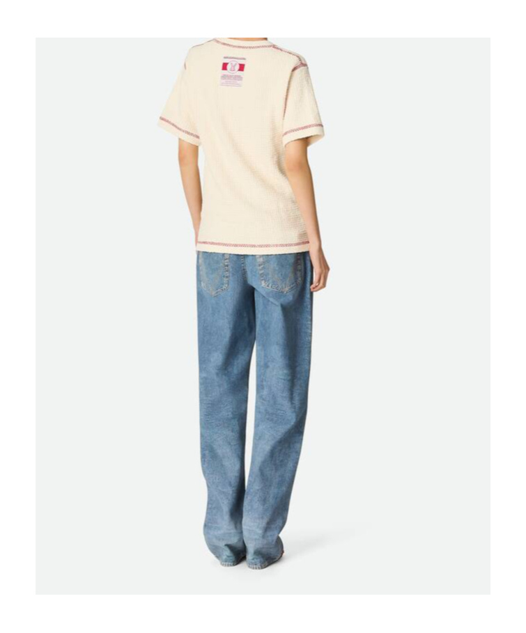 Bottega Veneta Baumwoll-t-shirt Mit Wabenmuster In Chalk Color