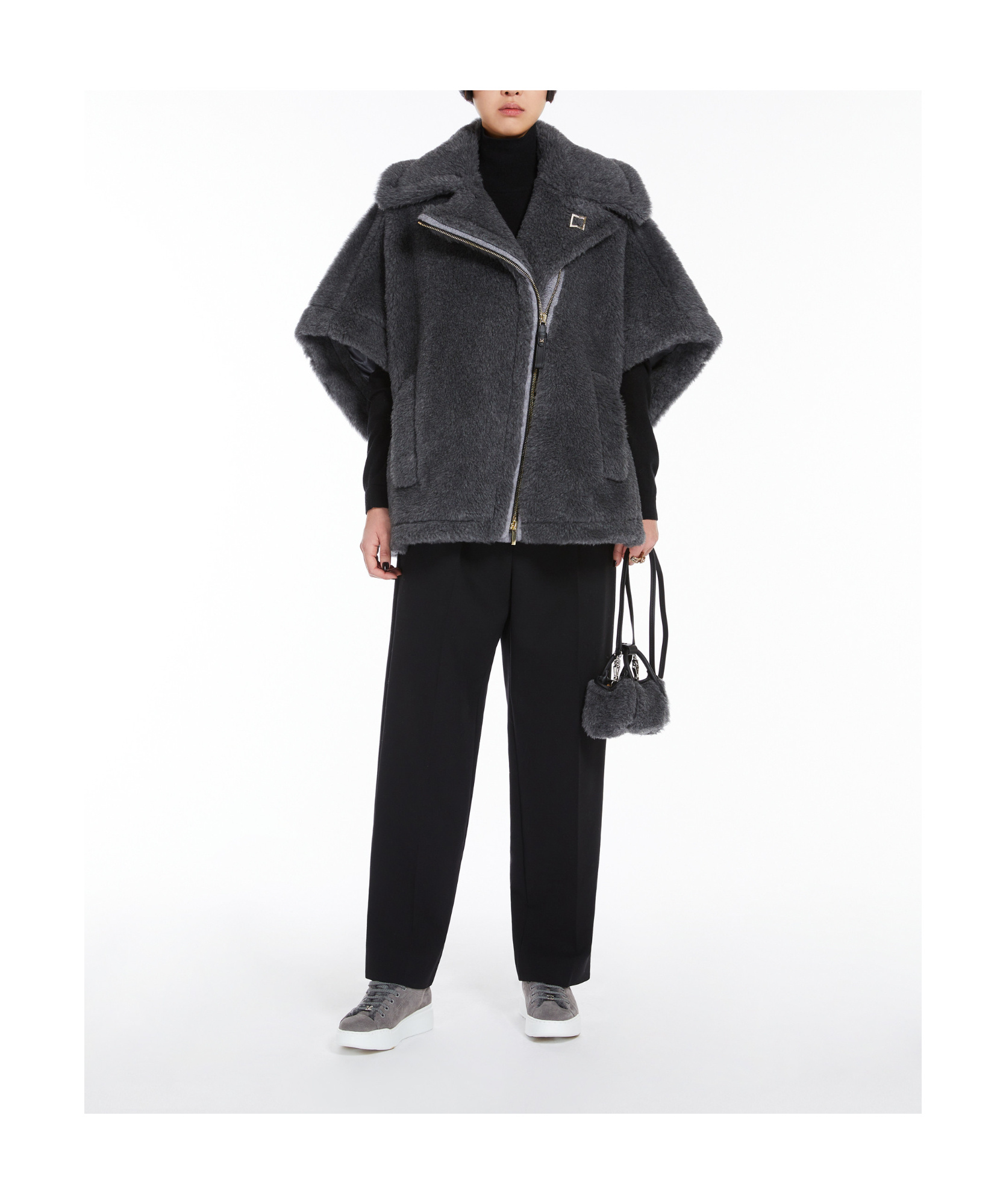 Max Mara New Manto Virgin Wool-blend Cape In Black