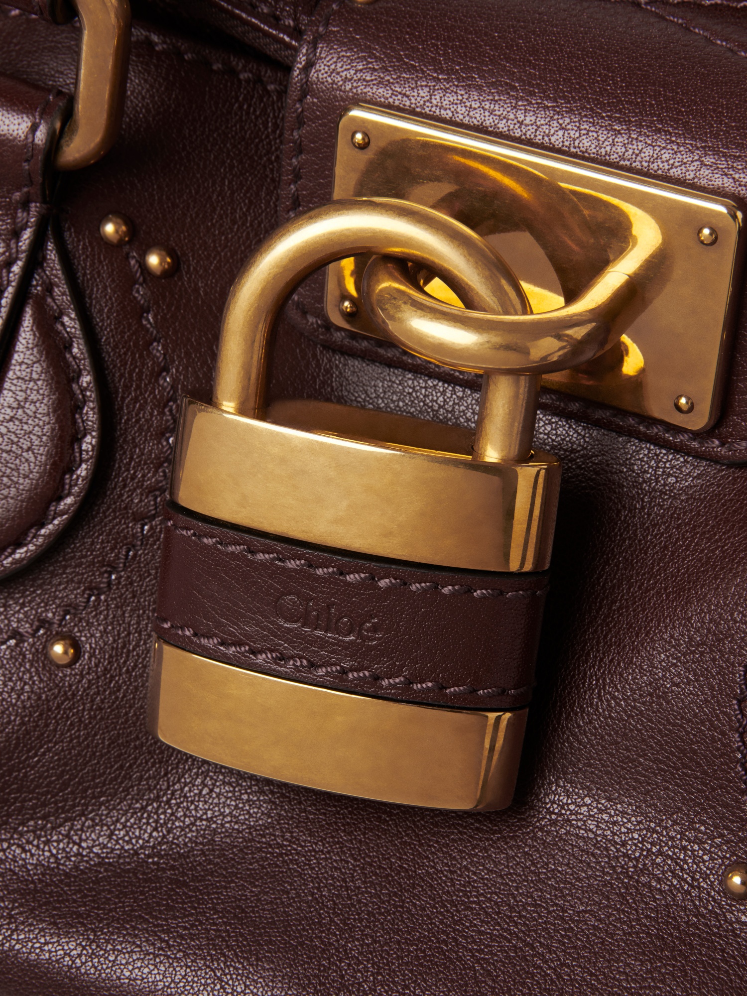 Chloé Paddington Grained Leather Bag In Red