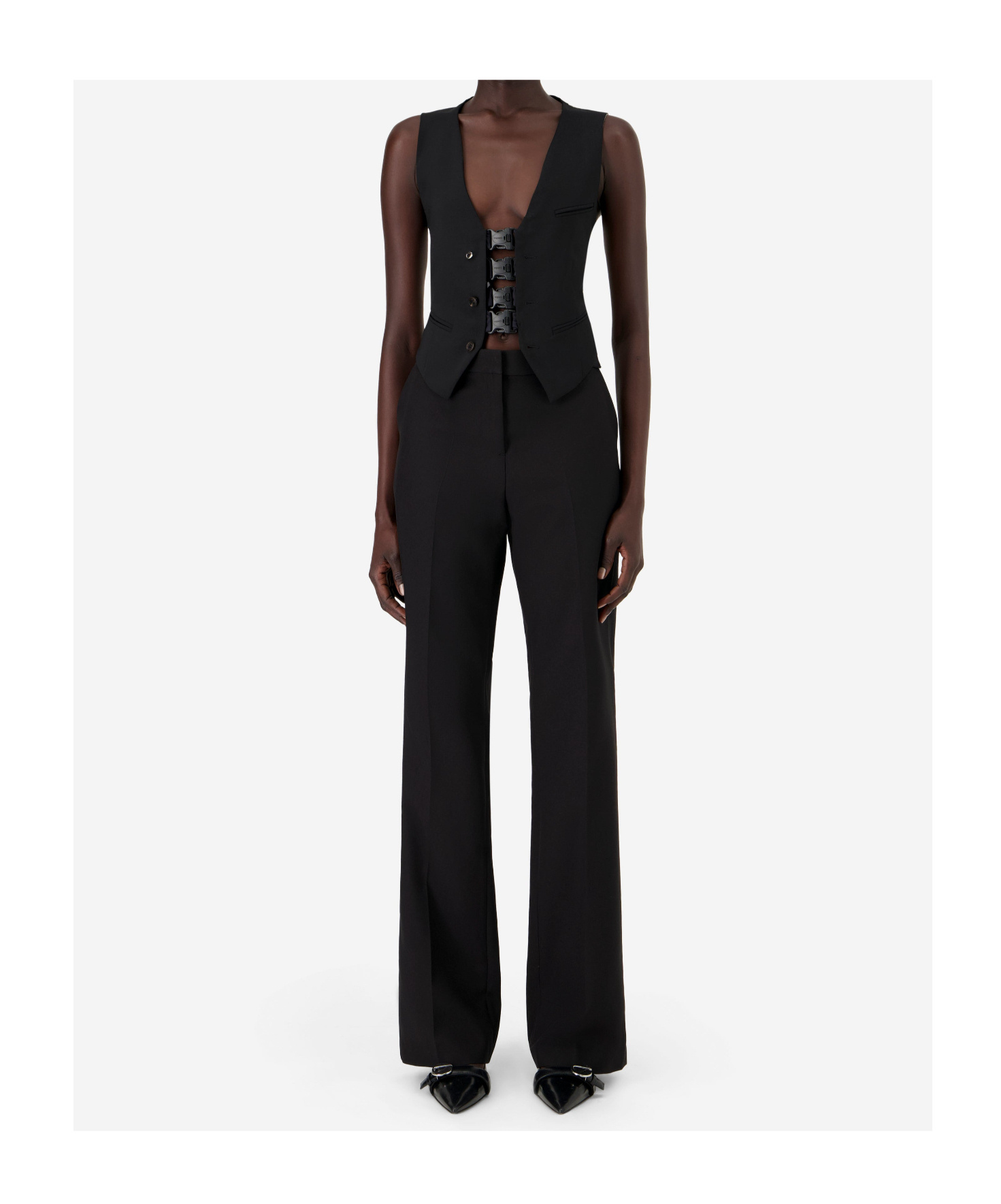 Coperni Women Multi Bukle Waistcoat Satin Vest In Black