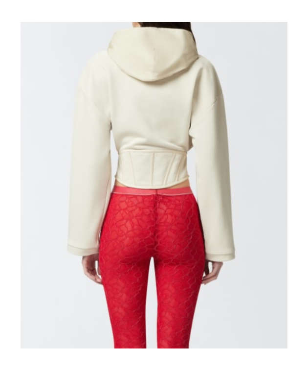 Pinko Bustier Sweatshirt With Hood And Zip In White