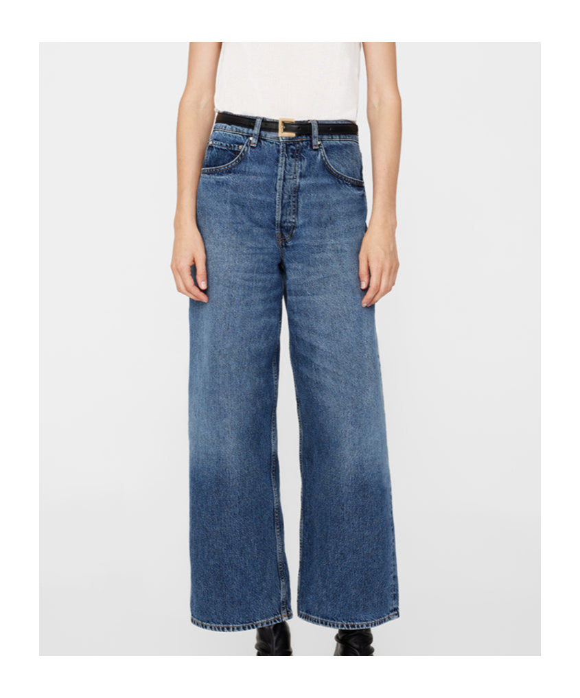 Shop Anine Bing Belt-loop Jeans In Blue
