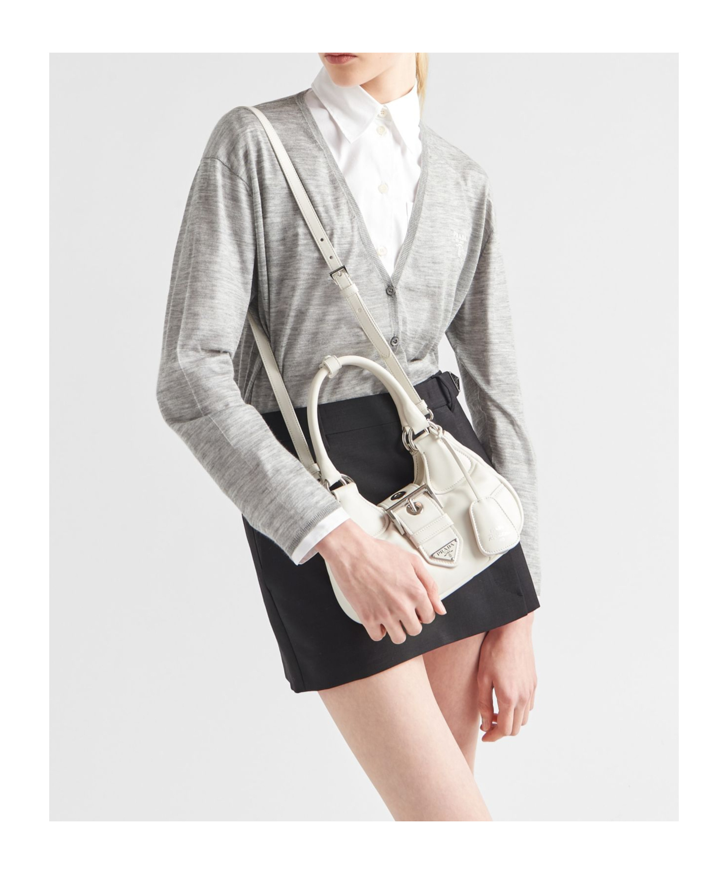 Prada Moon Padded Nappa-leather Mini Bag In White