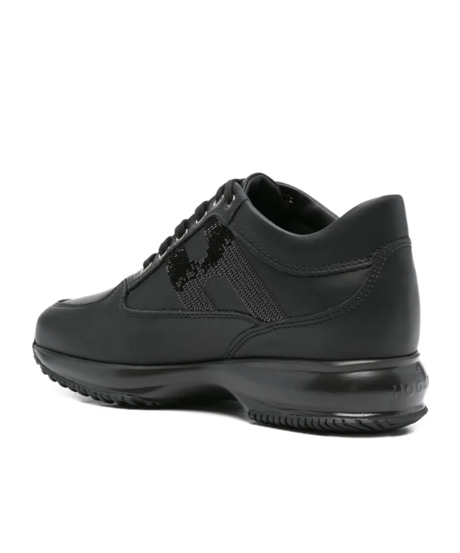 Hogan Black Suede And Patent Leather Interactive Sneakers In Black
