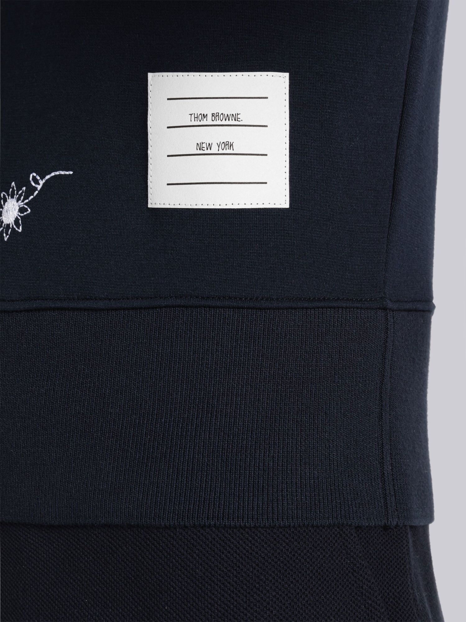 Thom Browne Floral Embroidery T-shirt In Black